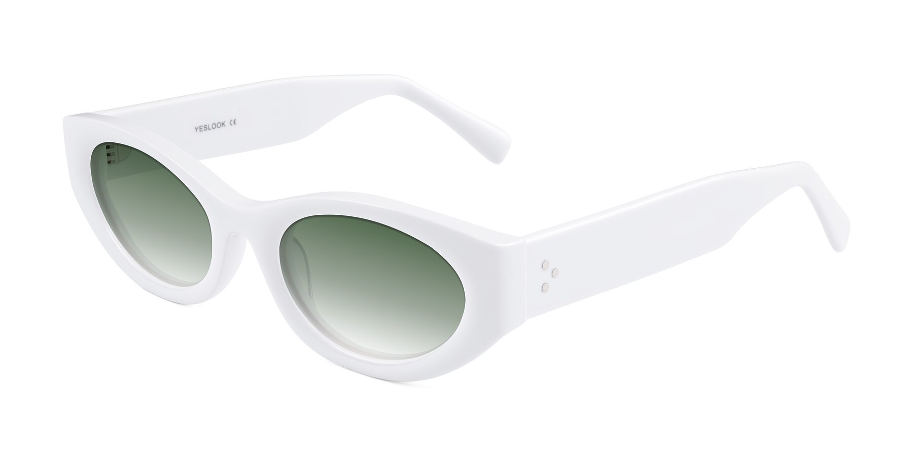 Angle of Begonia in White with Green Gradient Lenses