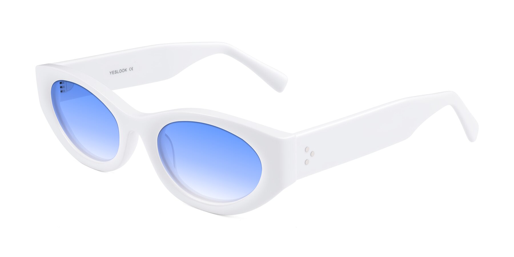 Angle of Begonia in White with Blue Gradient Lenses