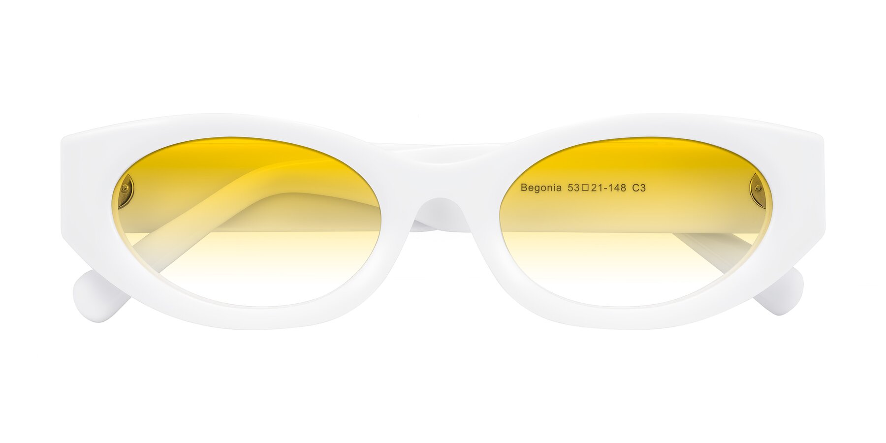 Folded Front of Begonia in White with Yellow Gradient Lenses