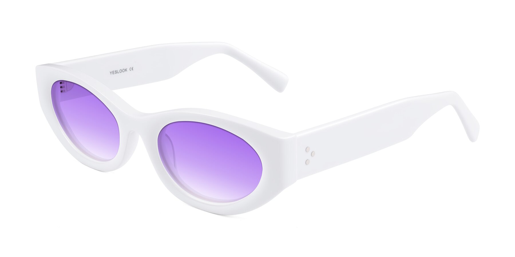 Angle of Begonia in White with Purple Gradient Lenses