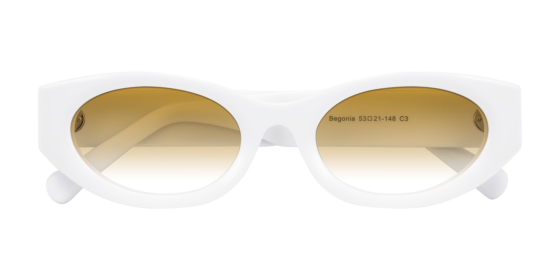 Folded Front of Begonia in White with Champagne Gradient Lenses