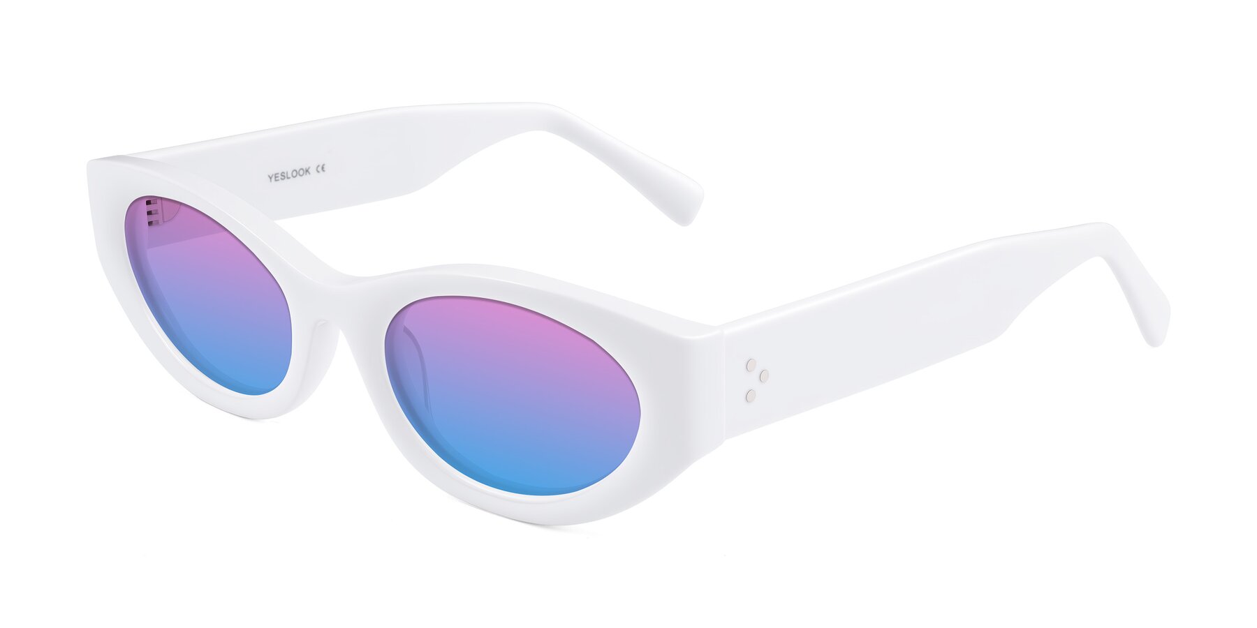 Angle of Begonia in White with Pink / Blue Gradient Lenses