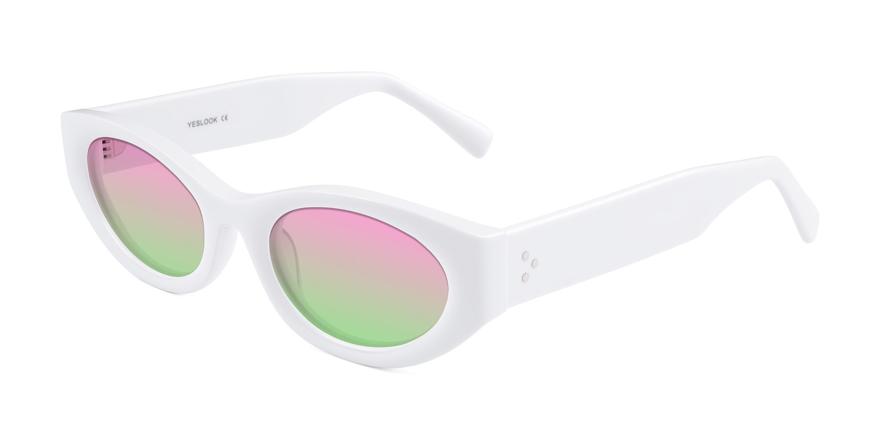 Angle of Begonia in White with Pink / Green Gradient Lenses