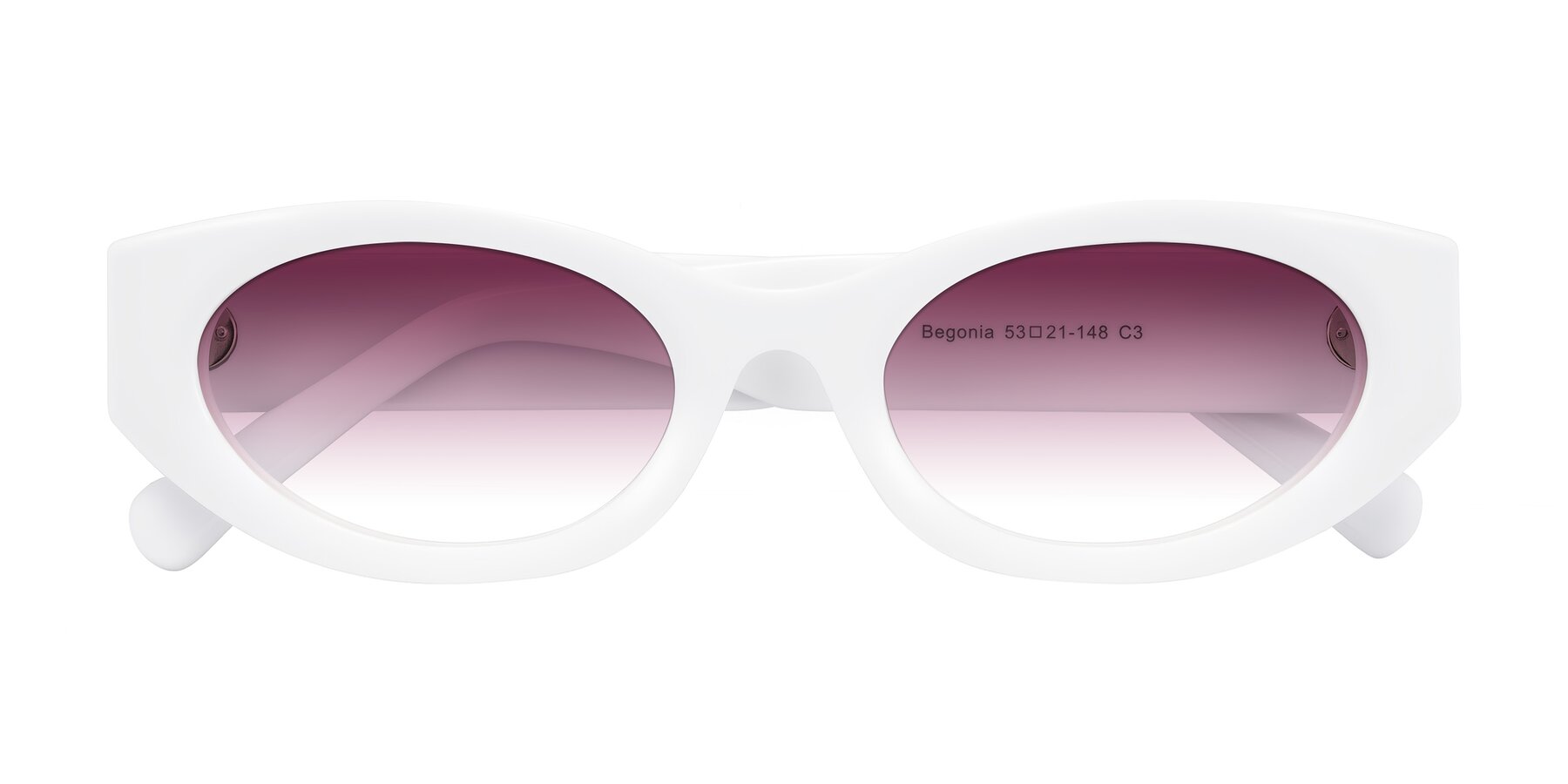 Folded Front of Begonia in White with Wine Gradient Lenses