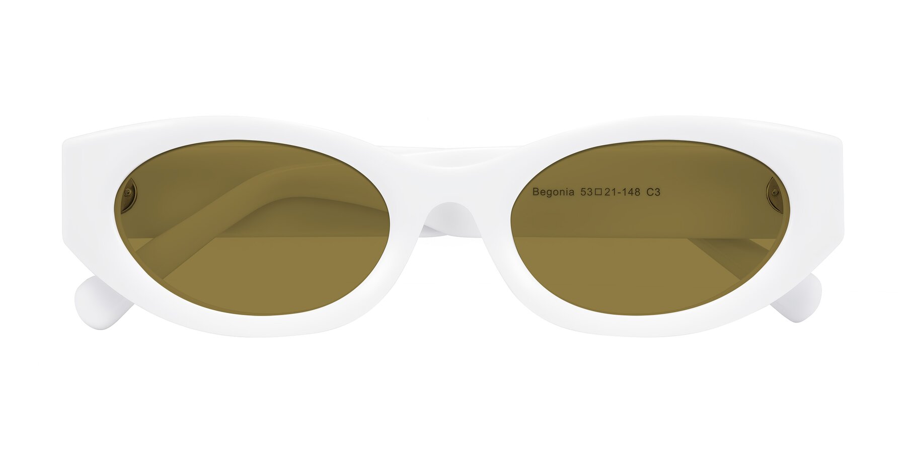 Folded Front of Begonia in White with Brown Polarized Lenses