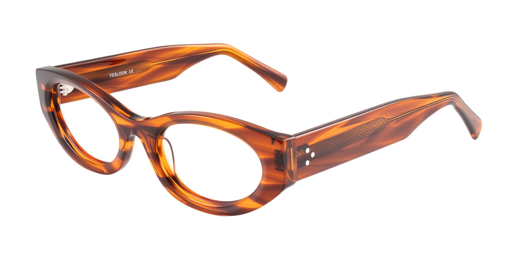Angle of Begonia in Amber Striped with Clear Eyeglass Lenses