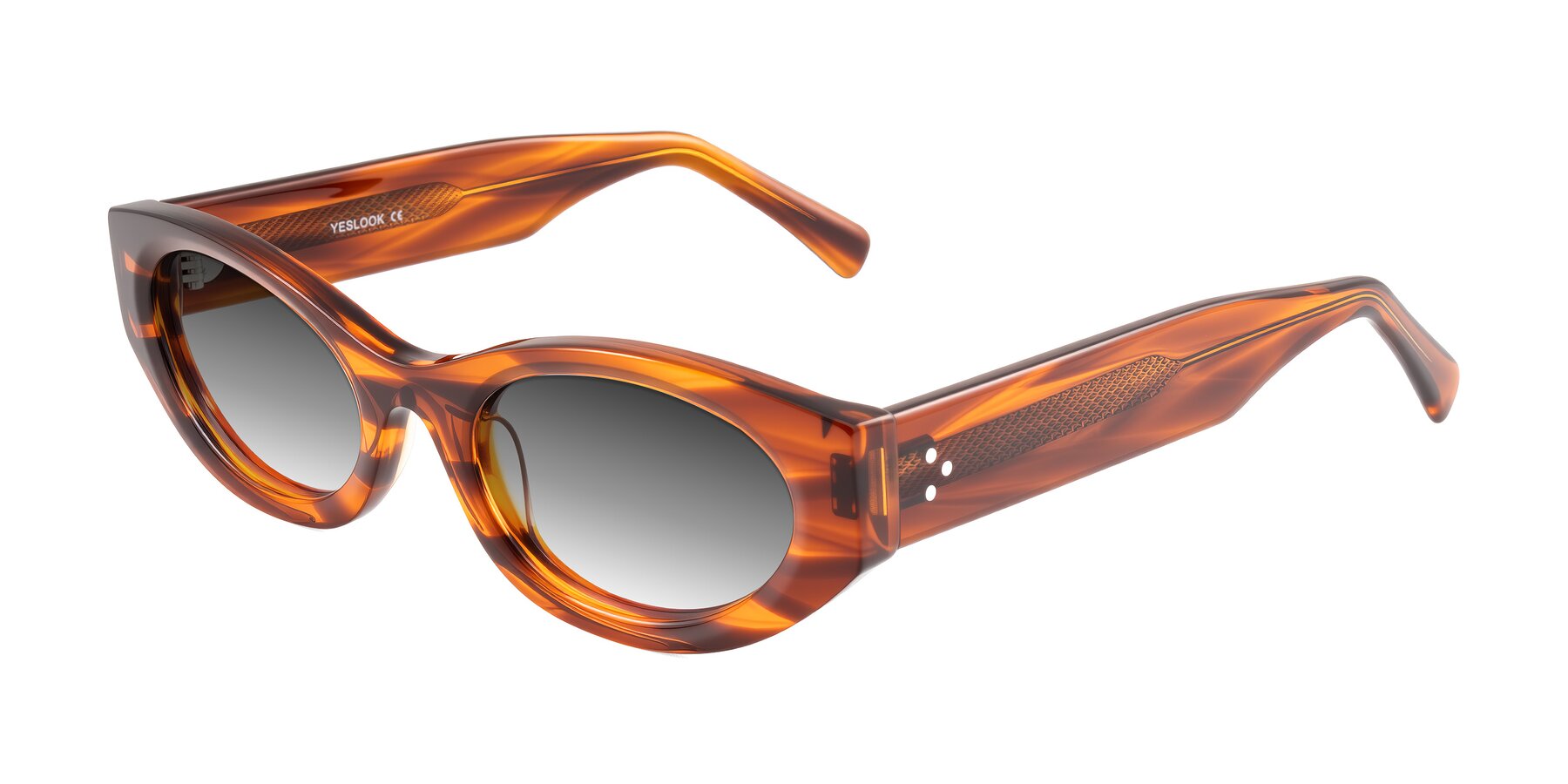 Angle of Begonia in Amber Striped with Gray Gradient Lenses