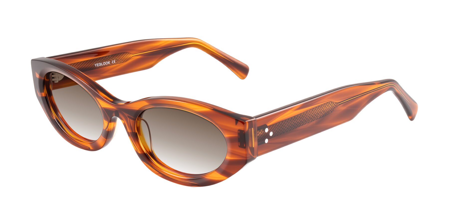 Angle of Begonia in Amber Striped with Brown Gradient Lenses