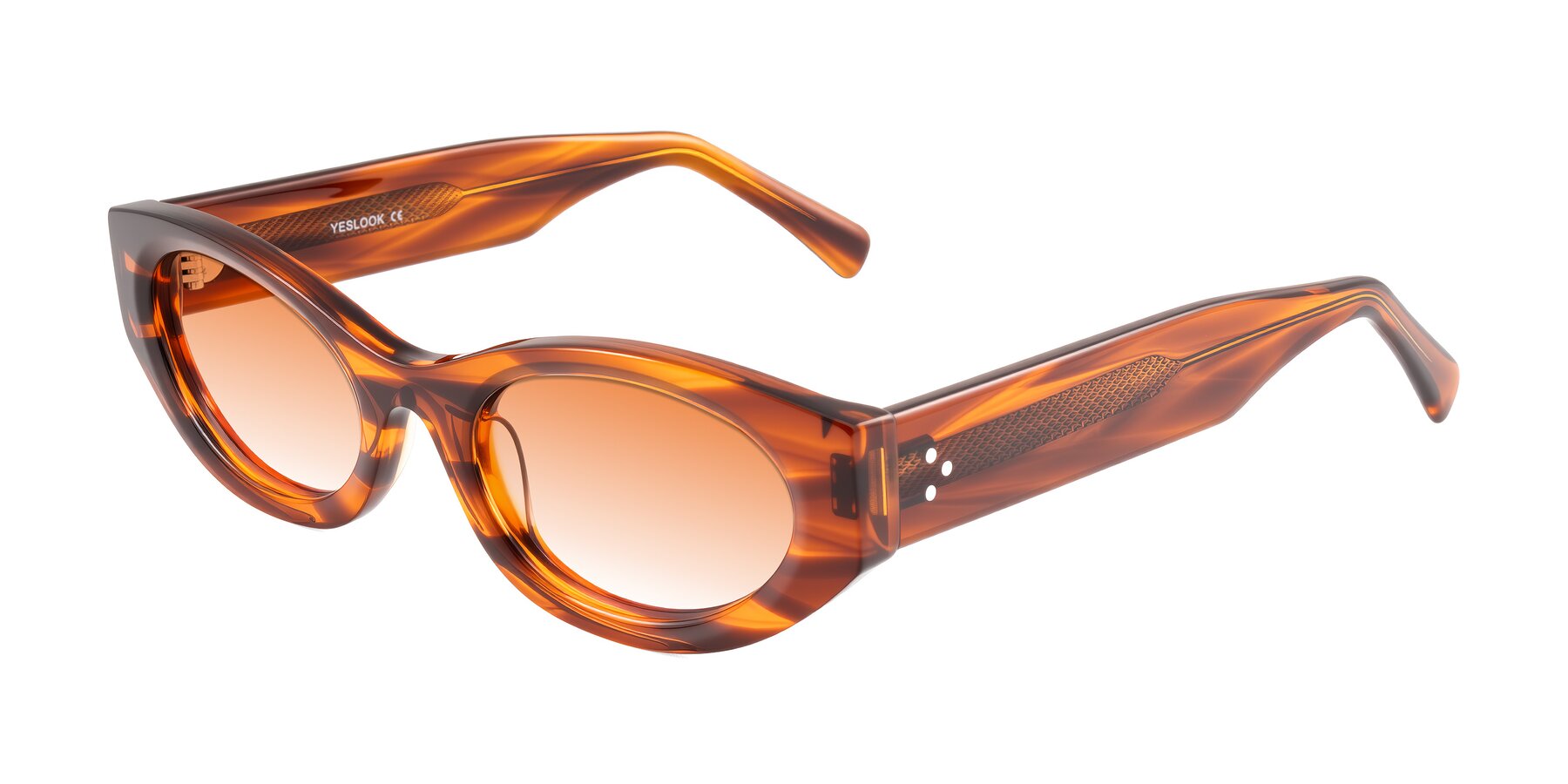 Angle of Begonia in Amber Striped with Orange Gradient Lenses