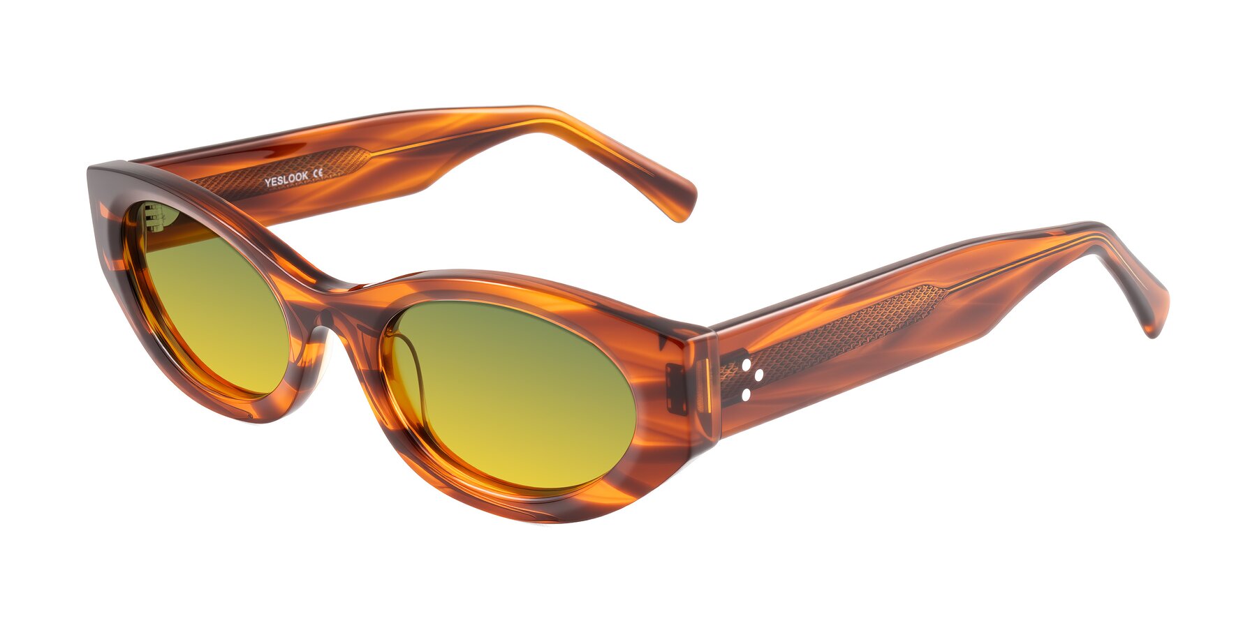 Angle of Begonia in Amber Striped with Green / Yellow Gradient Lenses