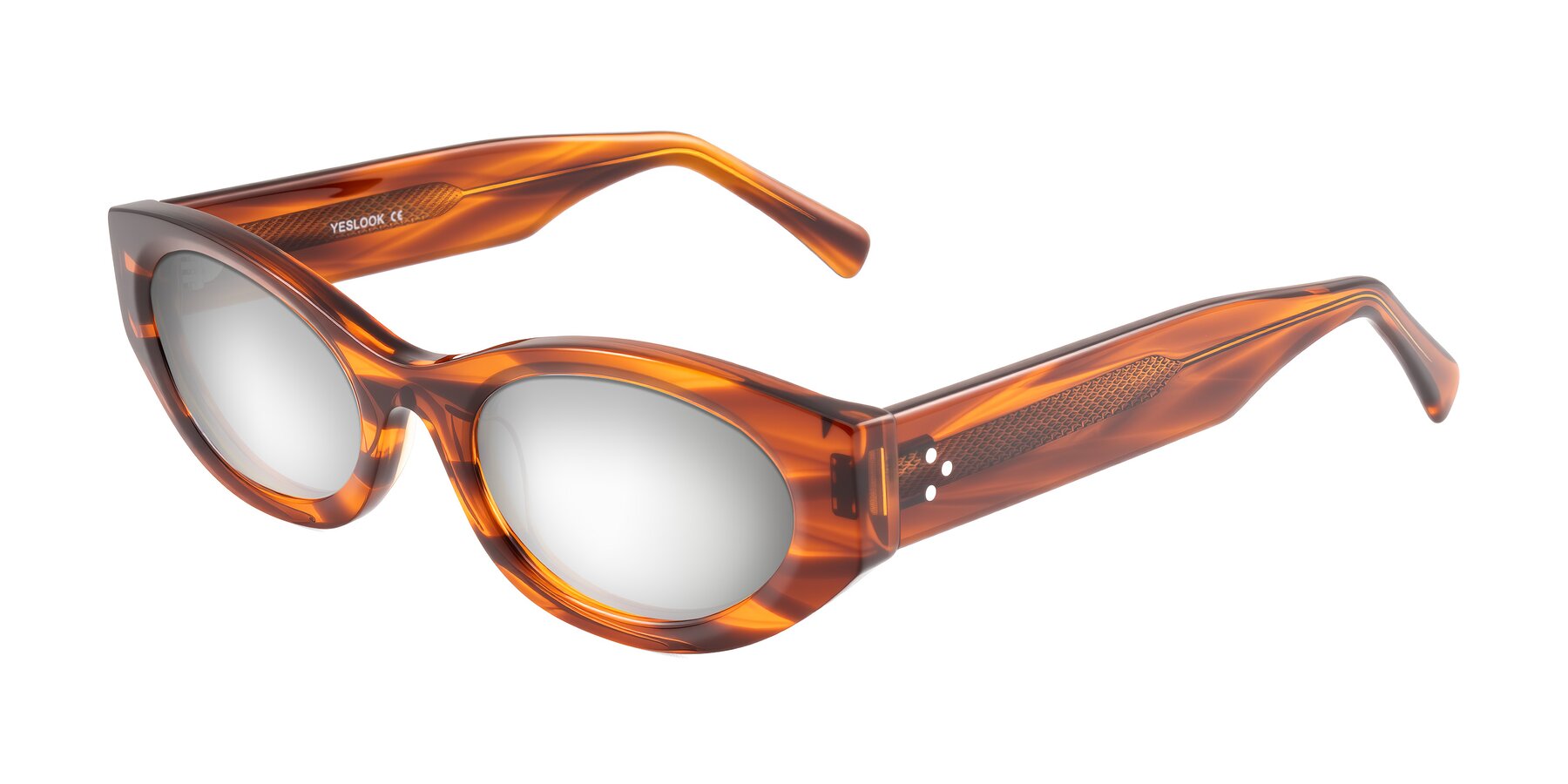 Angle of Begonia in Amber Striped with Silver Mirrored Lenses