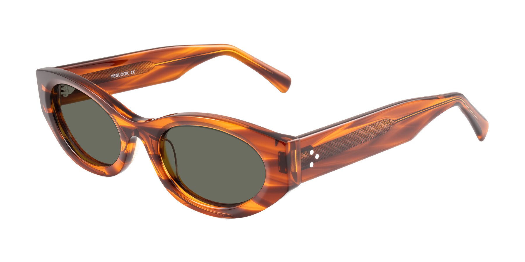 Angle of Begonia in Amber Striped with Gray Polarized Lenses