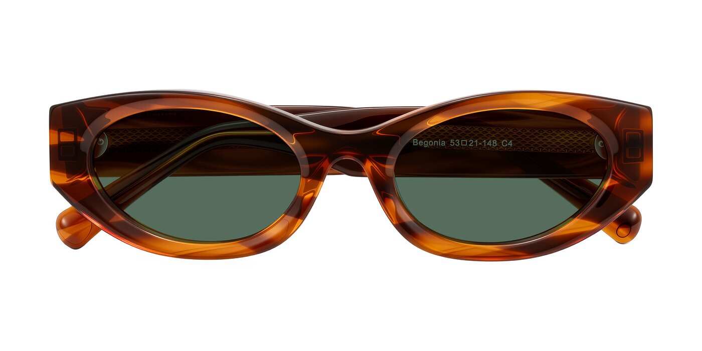 Begonia - Amber Striped Polarized Sunglasses