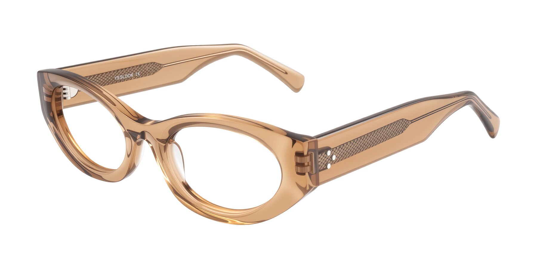 Angle of Begonia in Light Brown with Clear Eyeglass Lenses