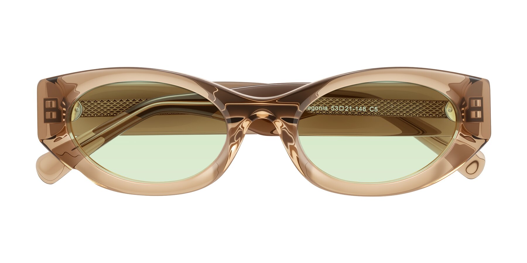 Folded Front of Begonia in Light Brown with Light Green Tinted Lenses