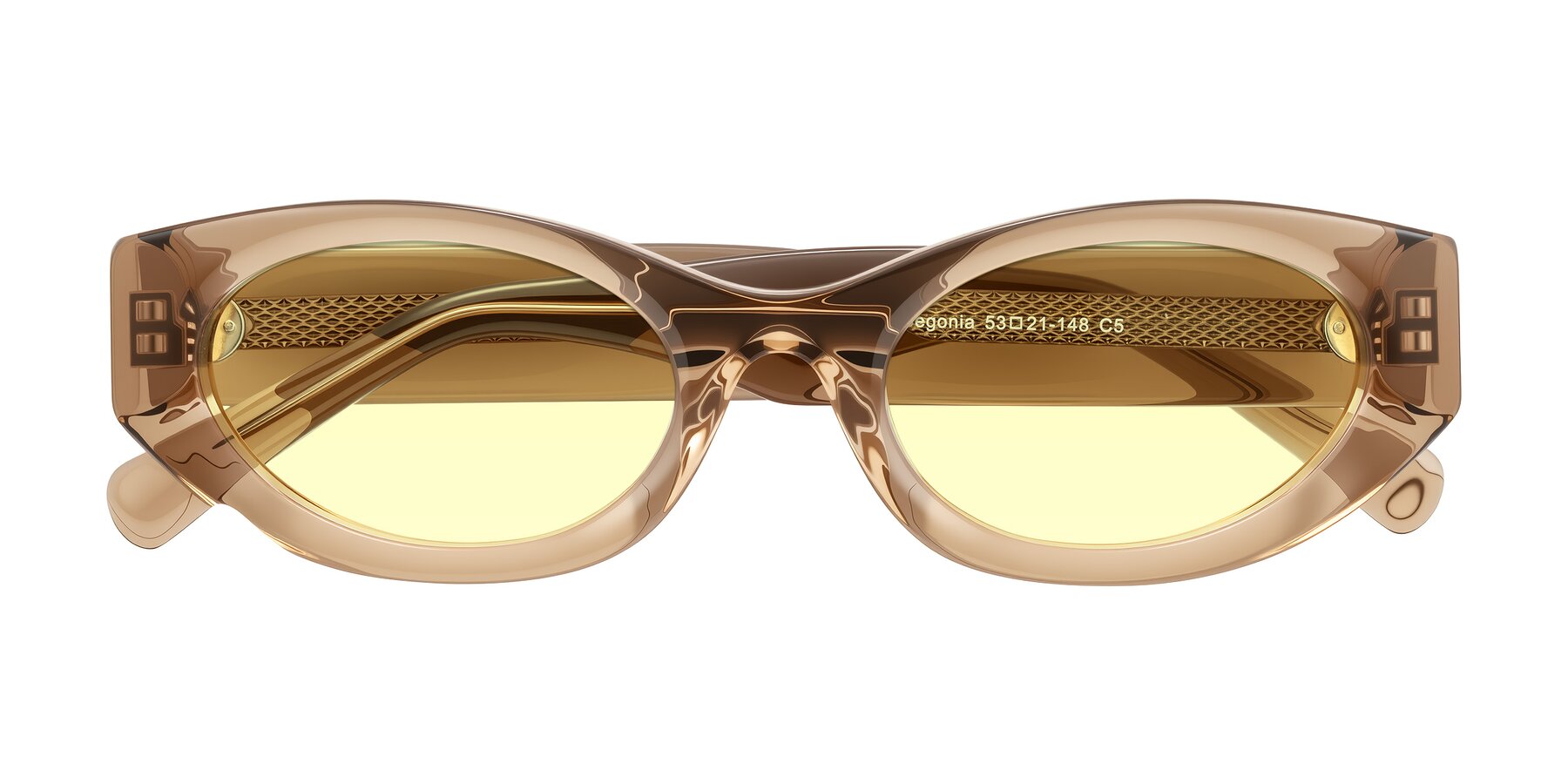 Folded Front of Begonia in Light Brown with Light Yellow Tinted Lenses