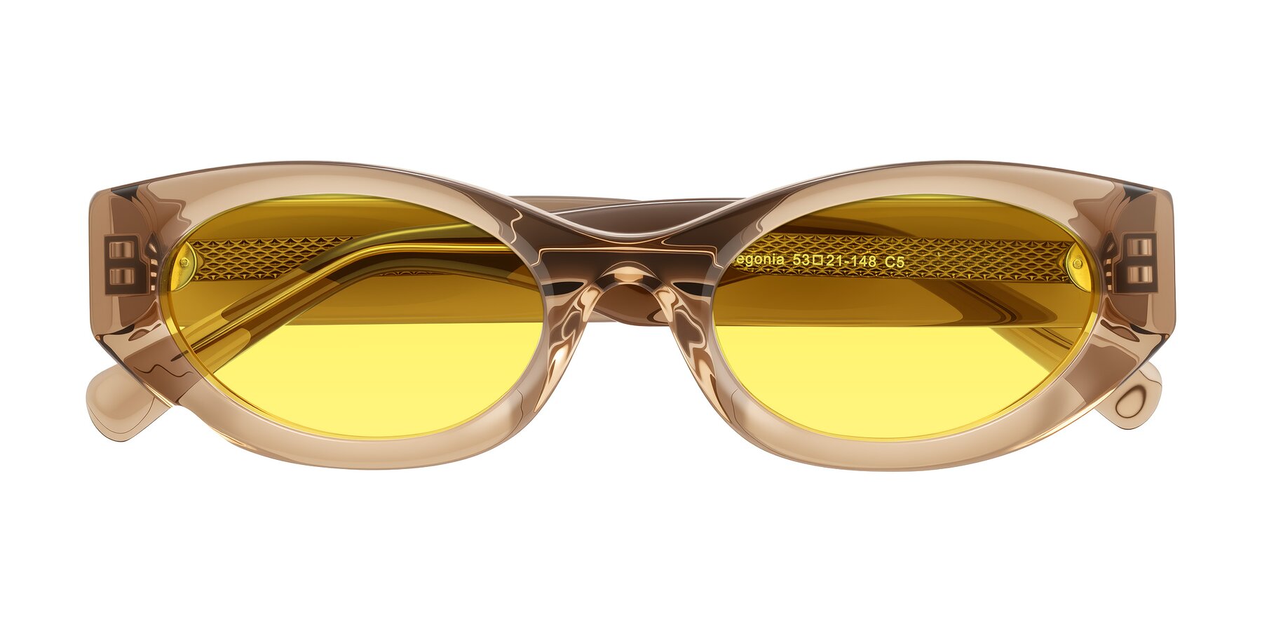 Folded Front of Begonia in Light Brown with Medium Yellow Tinted Lenses