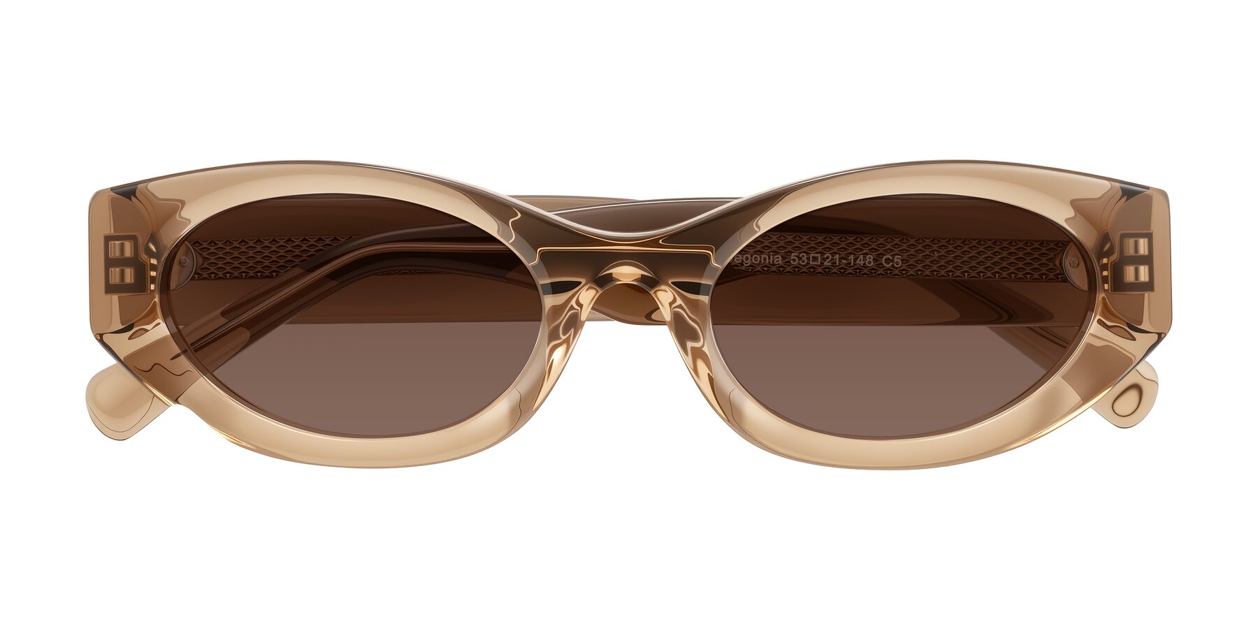 Folded Front of Begonia in Light Brown with Brown Tinted Lenses