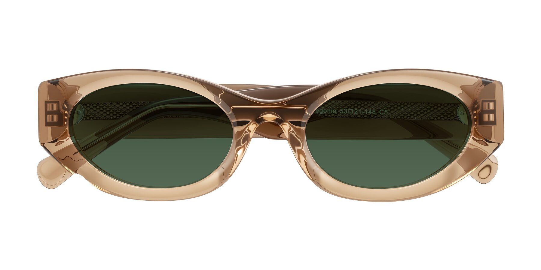 Folded Front of Begonia in Light Brown with Green Tinted Lenses