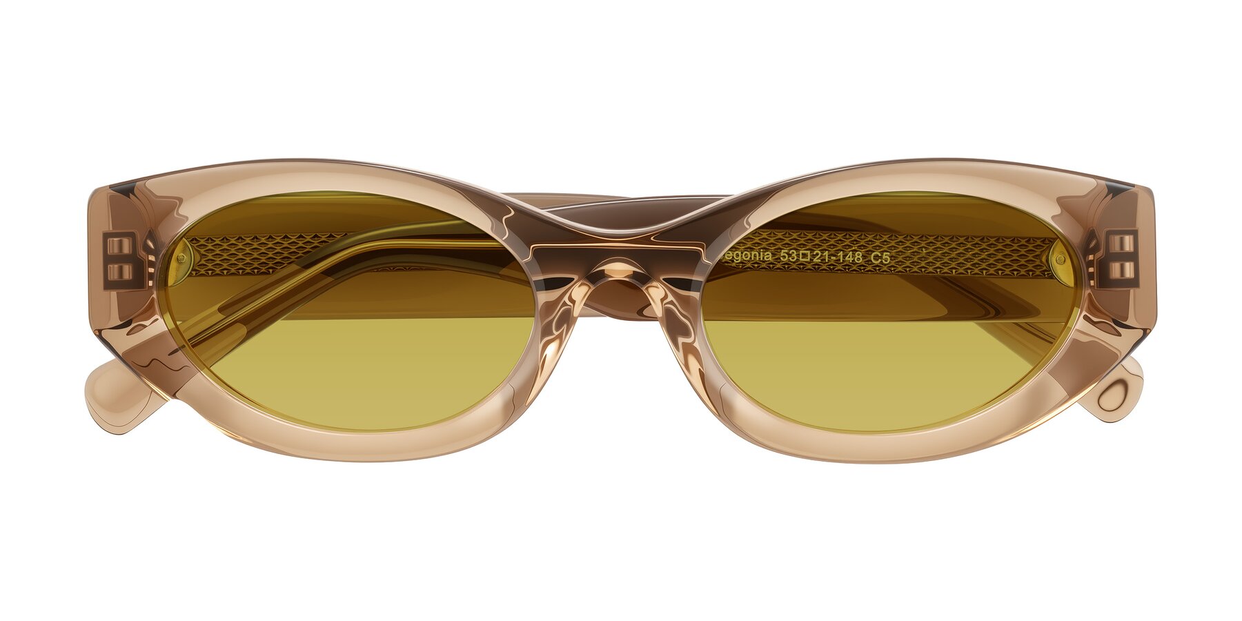 Folded Front of Begonia in Light Brown with Champagne Tinted Lenses