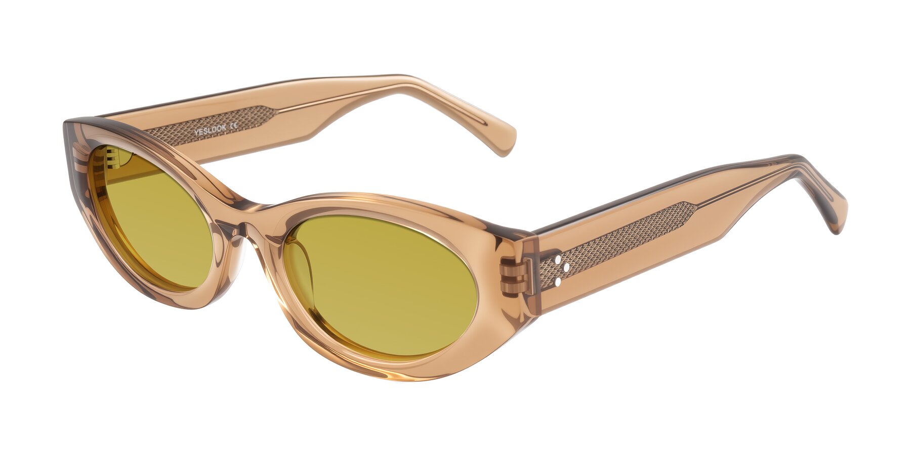 Angle of Begonia in Light Brown with Champagne Tinted Lenses