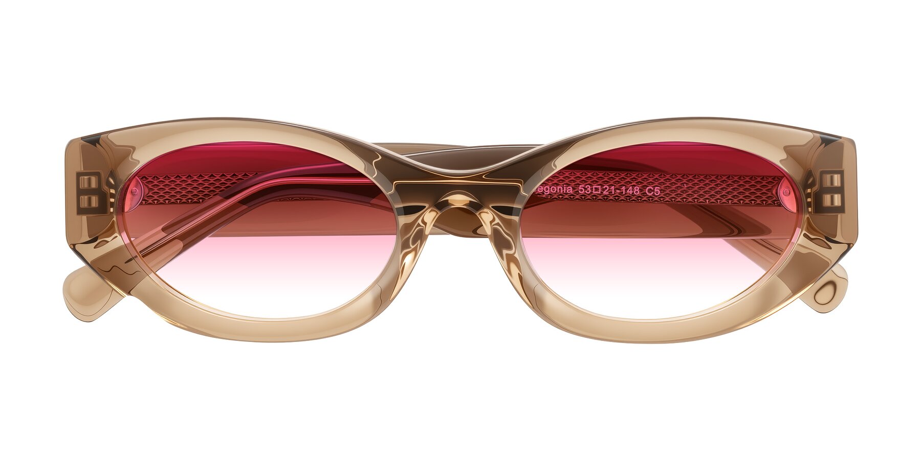 Folded Front of Begonia in Light Brown with Pink Gradient Lenses