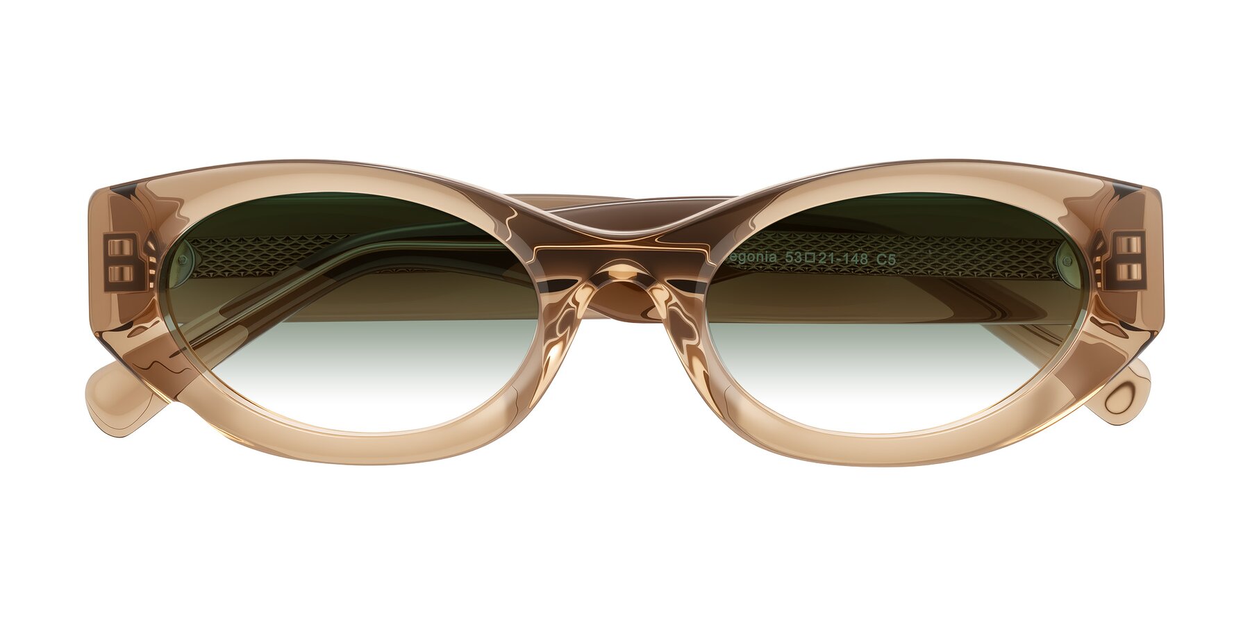 Folded Front of Begonia in Light Brown with Green Gradient Lenses