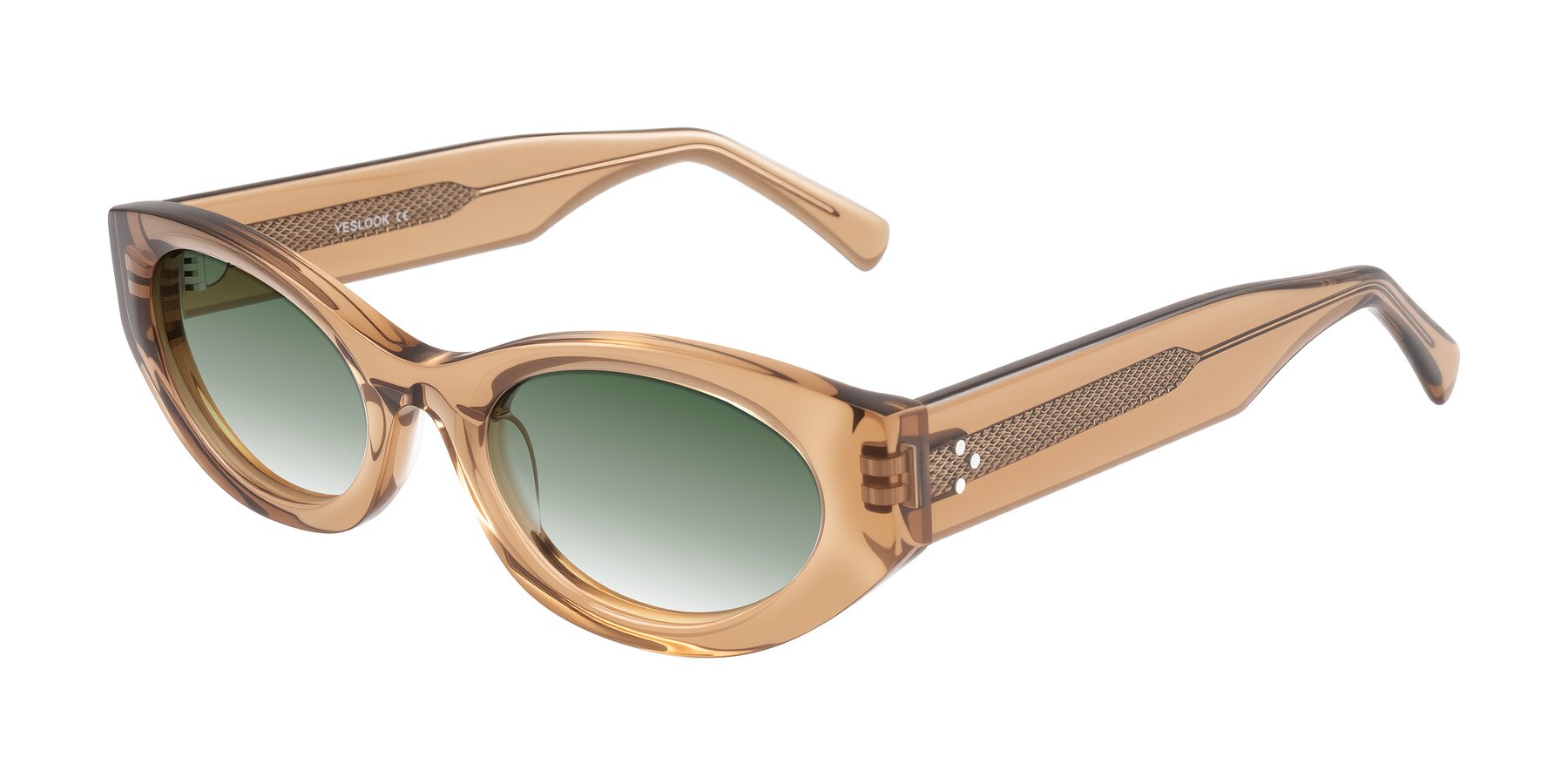 Angle of Begonia in Light Brown with Green Gradient Lenses