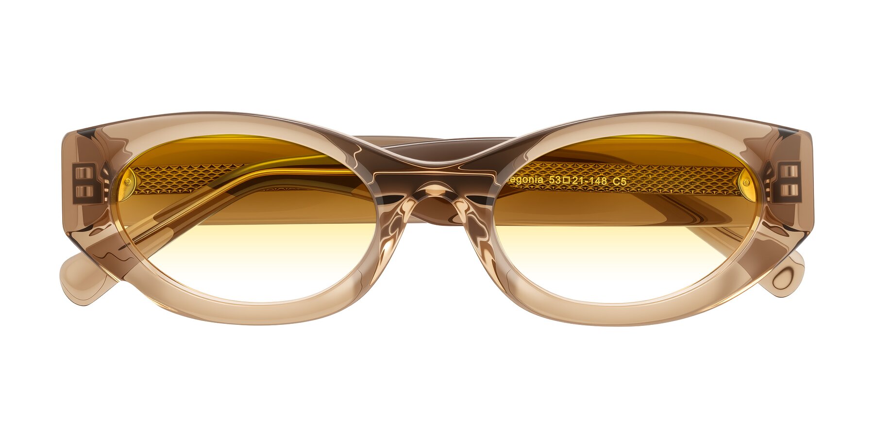 Folded Front of Begonia in Light Brown with Yellow Gradient Lenses