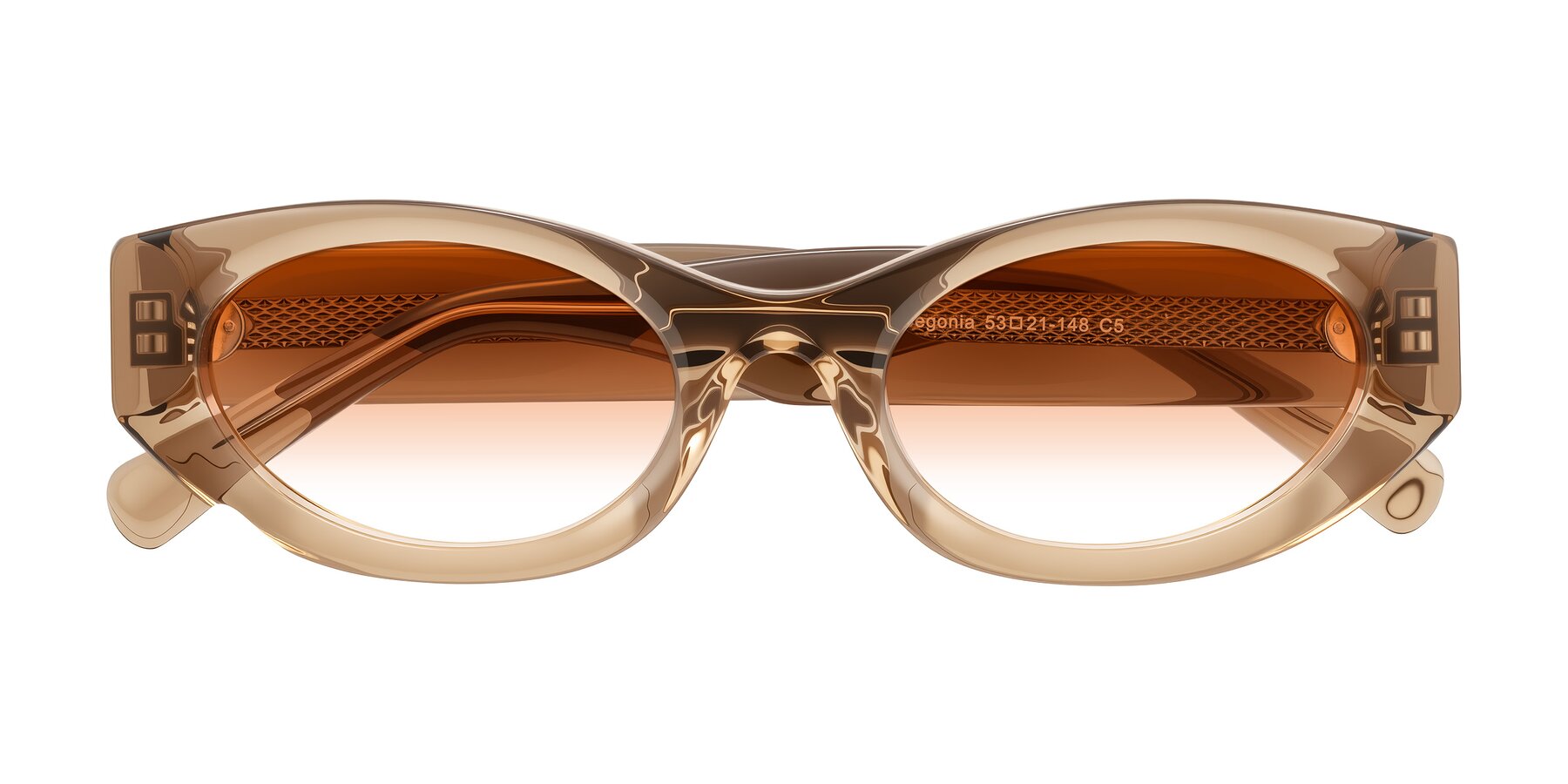 Folded Front of Begonia in Light Brown with Orange Gradient Lenses