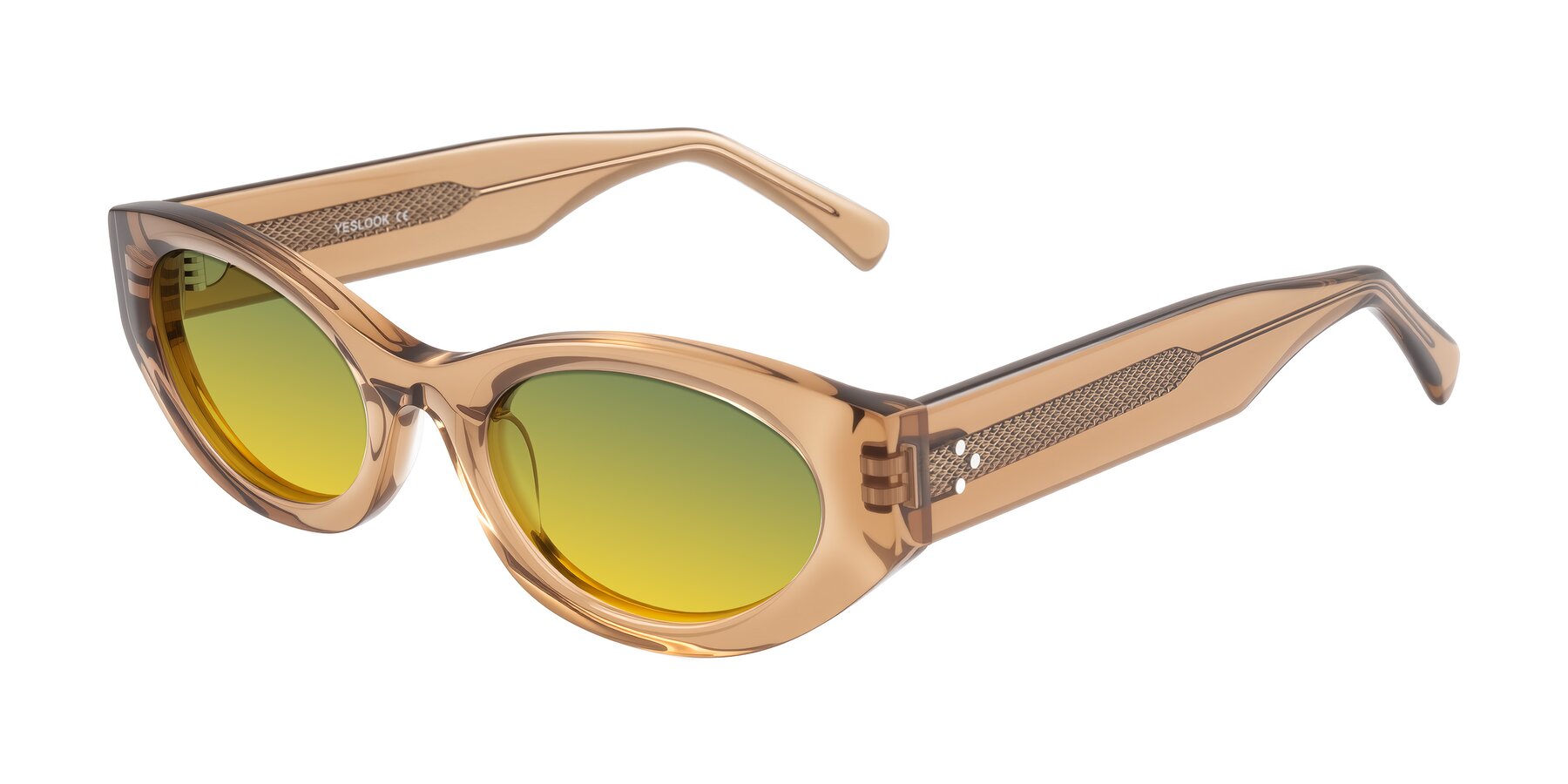 Angle of Begonia in Light Brown with Green / Yellow Gradient Lenses