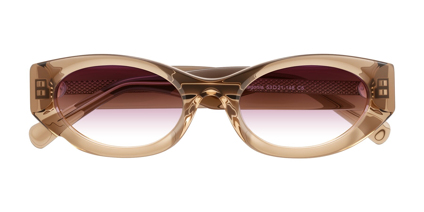 Folded Front of Begonia in Light Brown with Wine Gradient Lenses