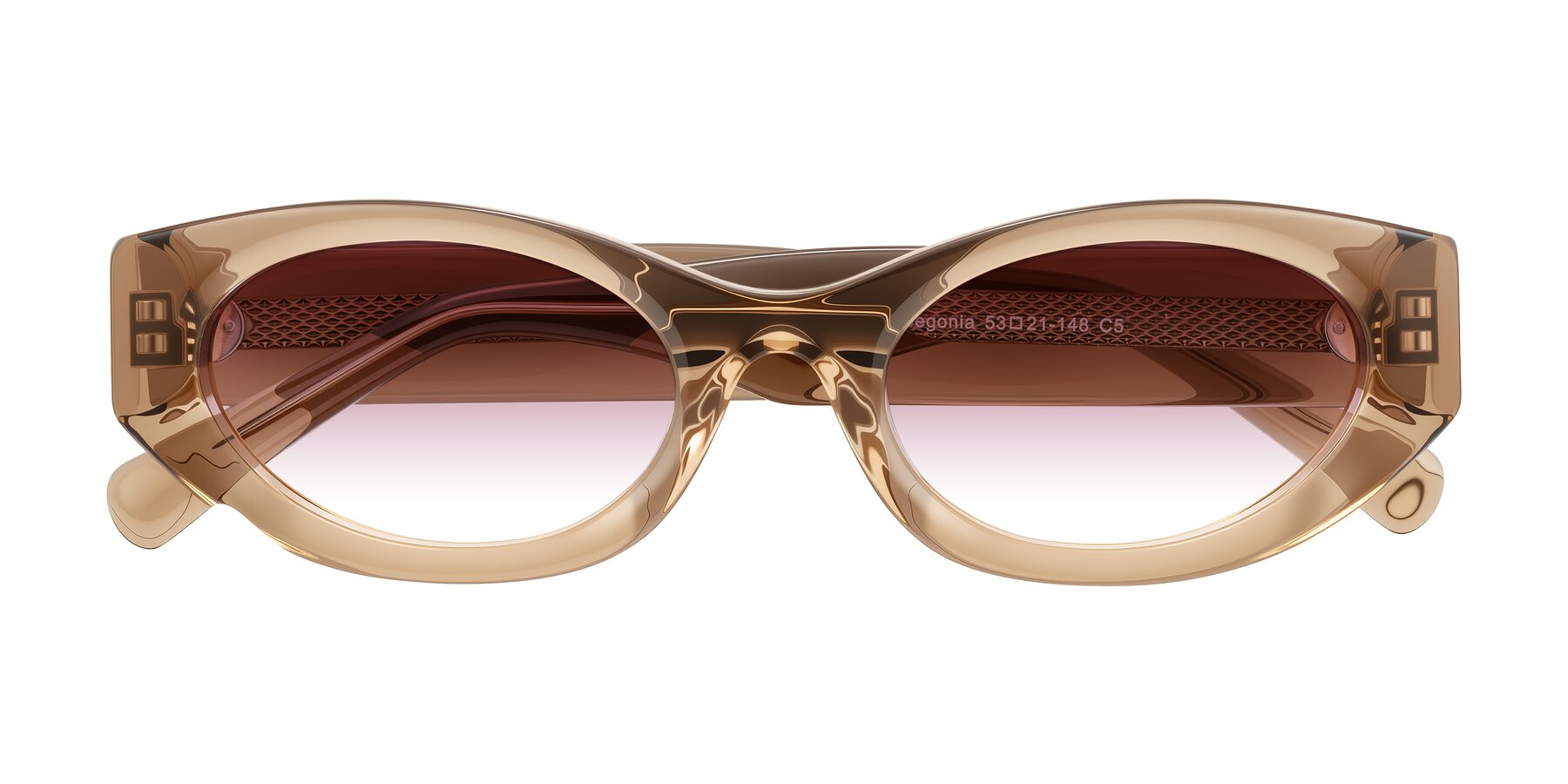 Folded Front of Begonia in Light Brown with Garnet Gradient Lenses