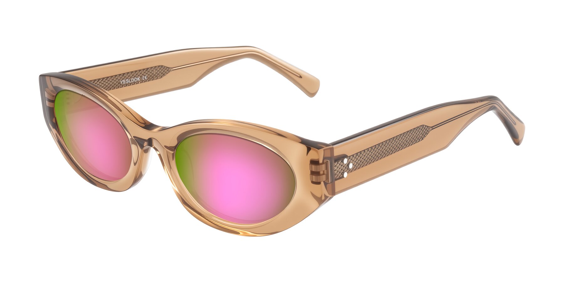 Angle of Begonia in Light Brown with Pink Mirrored Lenses