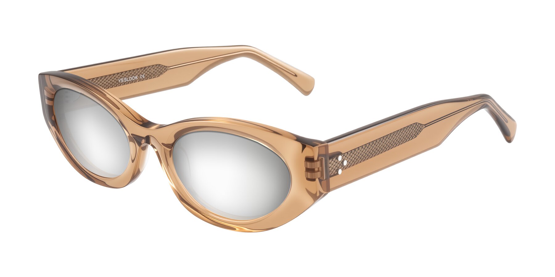 Angle of Begonia in Light Brown with Silver Mirrored Lenses