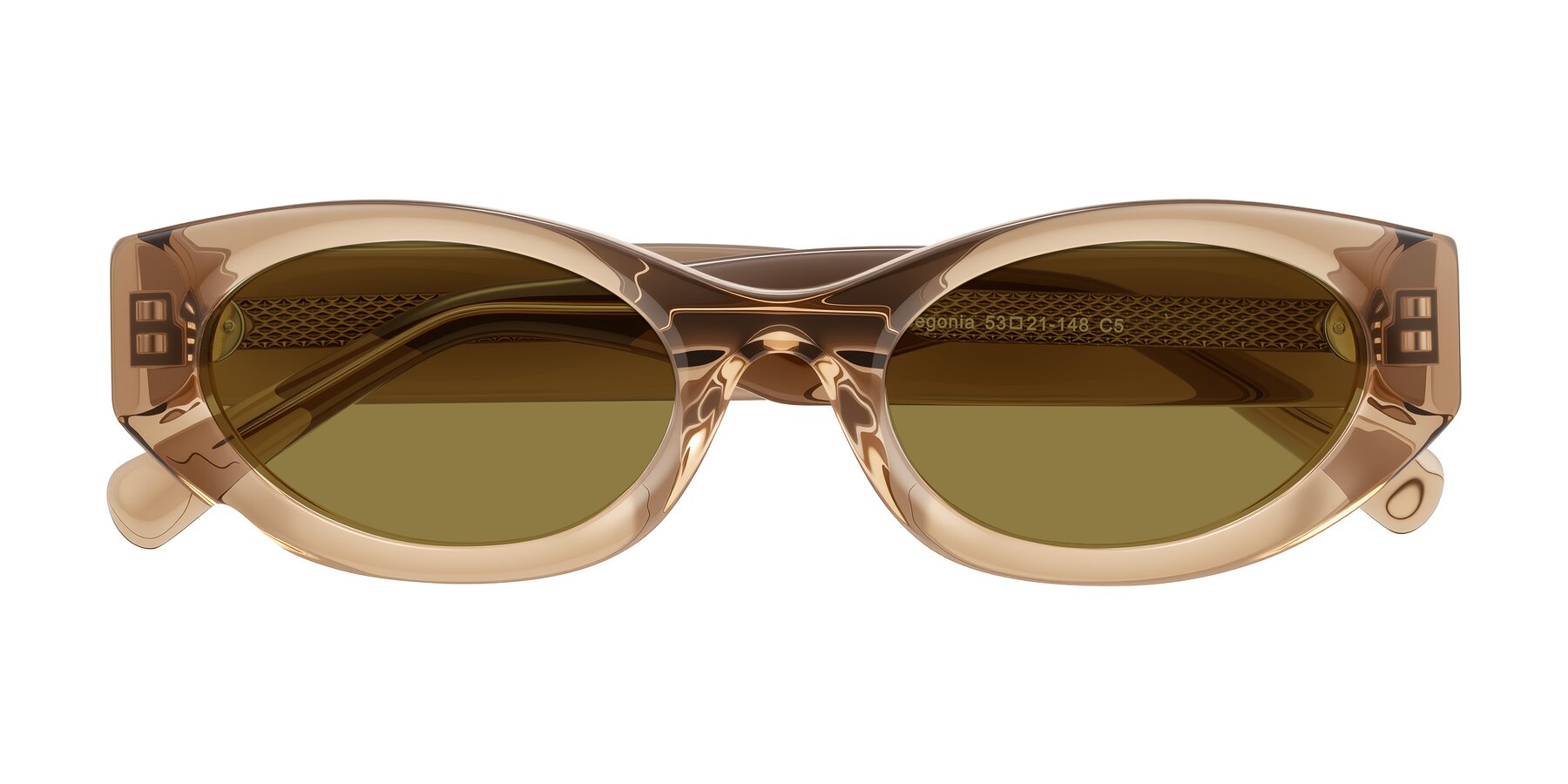 Folded Front of Begonia in Light Brown with Brown Polarized Lenses