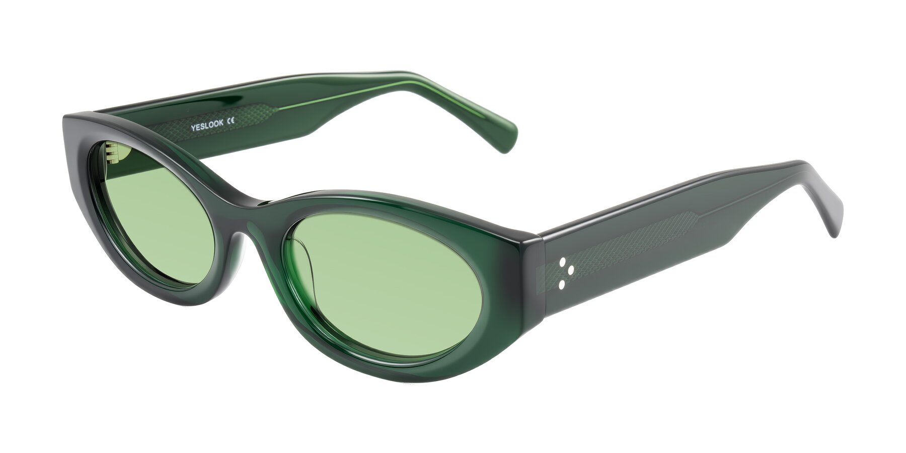 Angle of Begonia in Deep Crystal Green with Medium Green Tinted Lenses