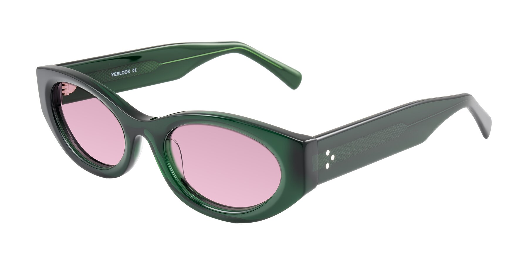 Angle of Begonia in Deep Crystal Green with Light Wine Tinted Lenses