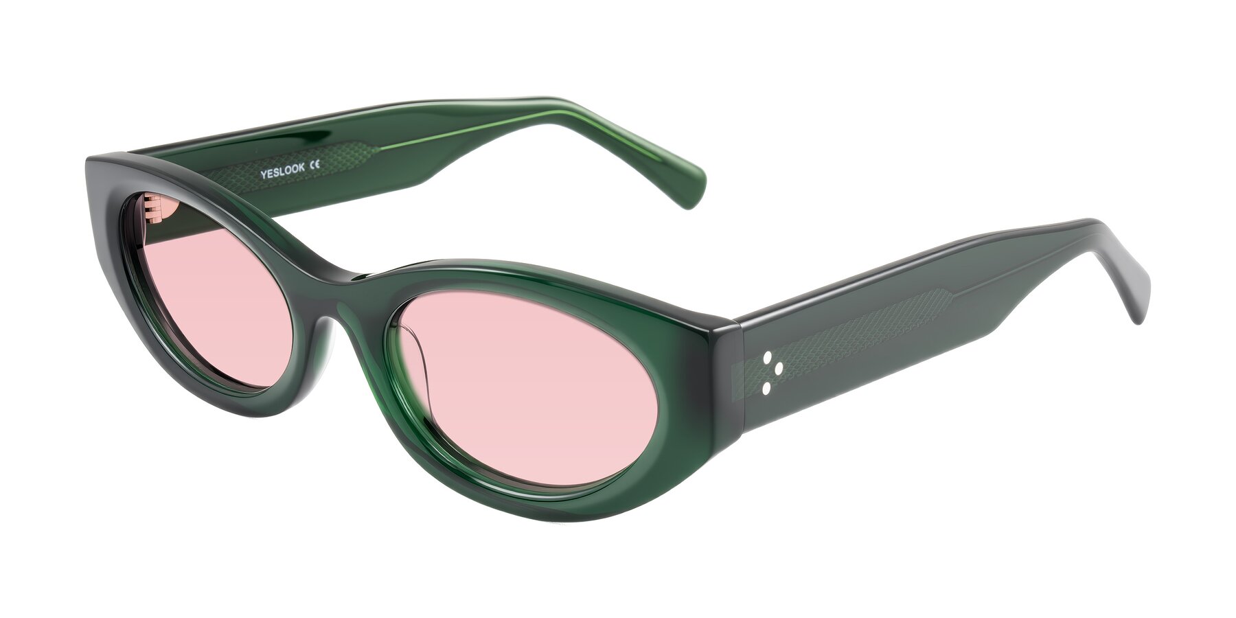 Angle of Begonia in Deep Crystal Green with Light Garnet Tinted Lenses