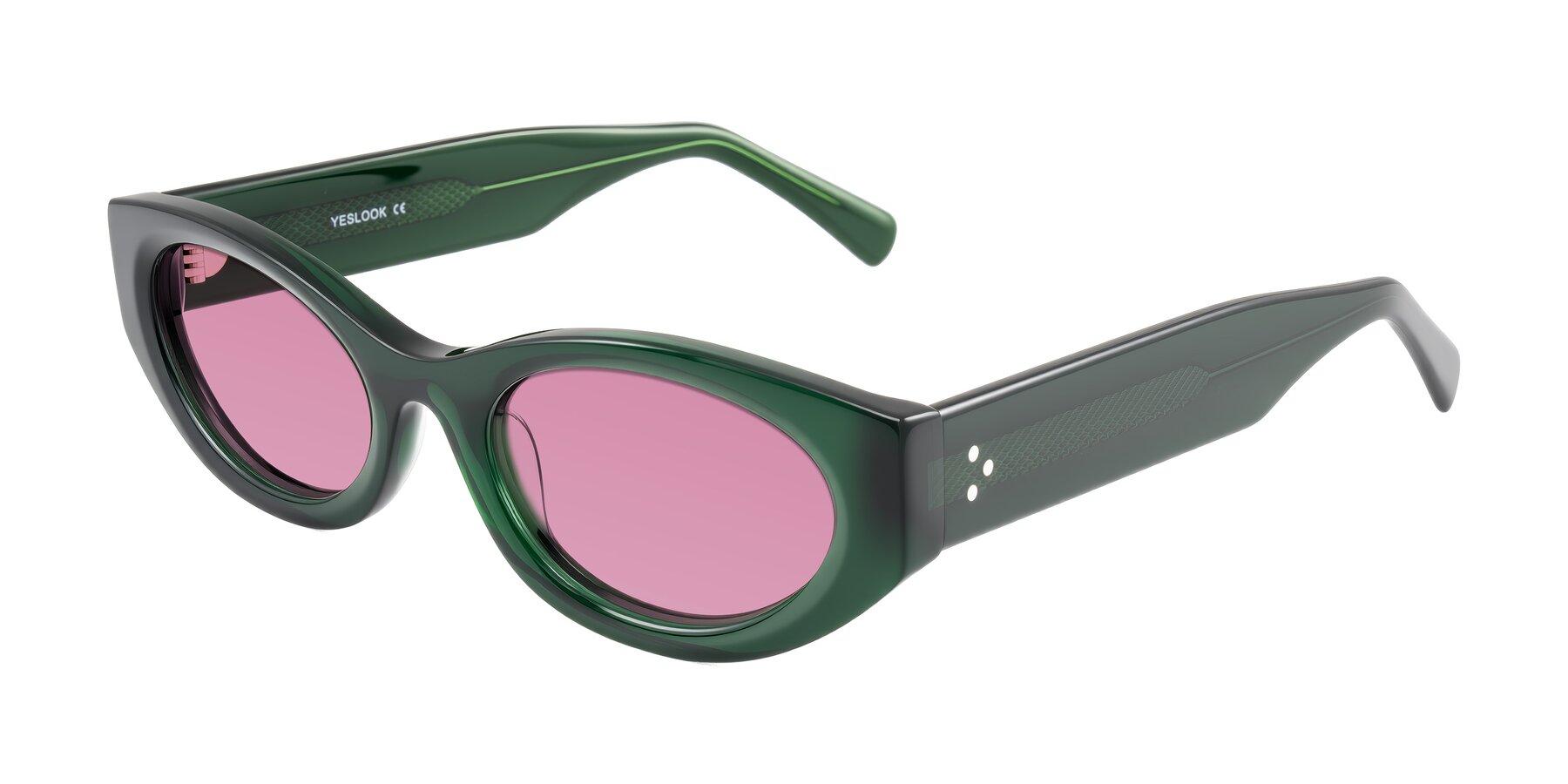 Angle of Begonia in Deep Crystal Green with Medium Wine Tinted Lenses