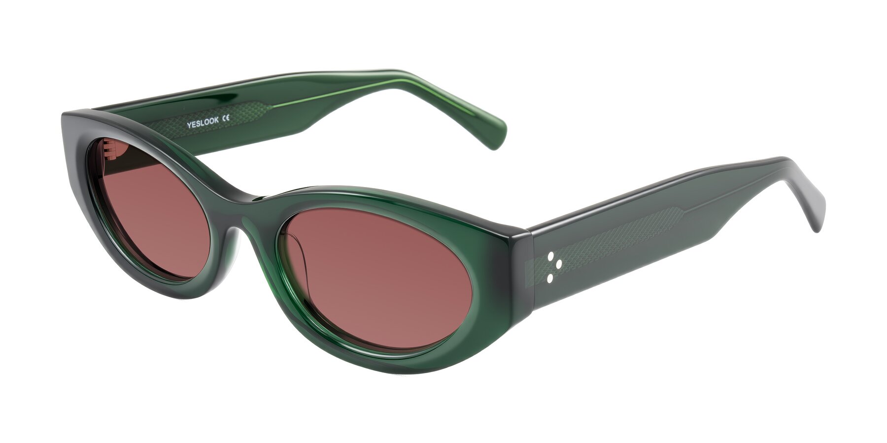 Angle of Begonia in Deep Crystal Green with Garnet Tinted Lenses