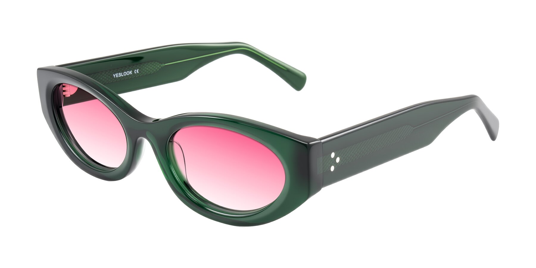 Angle of Begonia in Deep Crystal Green with Pink Gradient Lenses