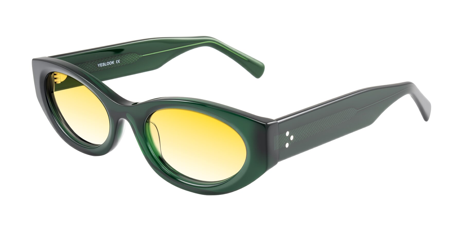 Angle of Begonia in Deep Crystal Green with Yellow Gradient Lenses