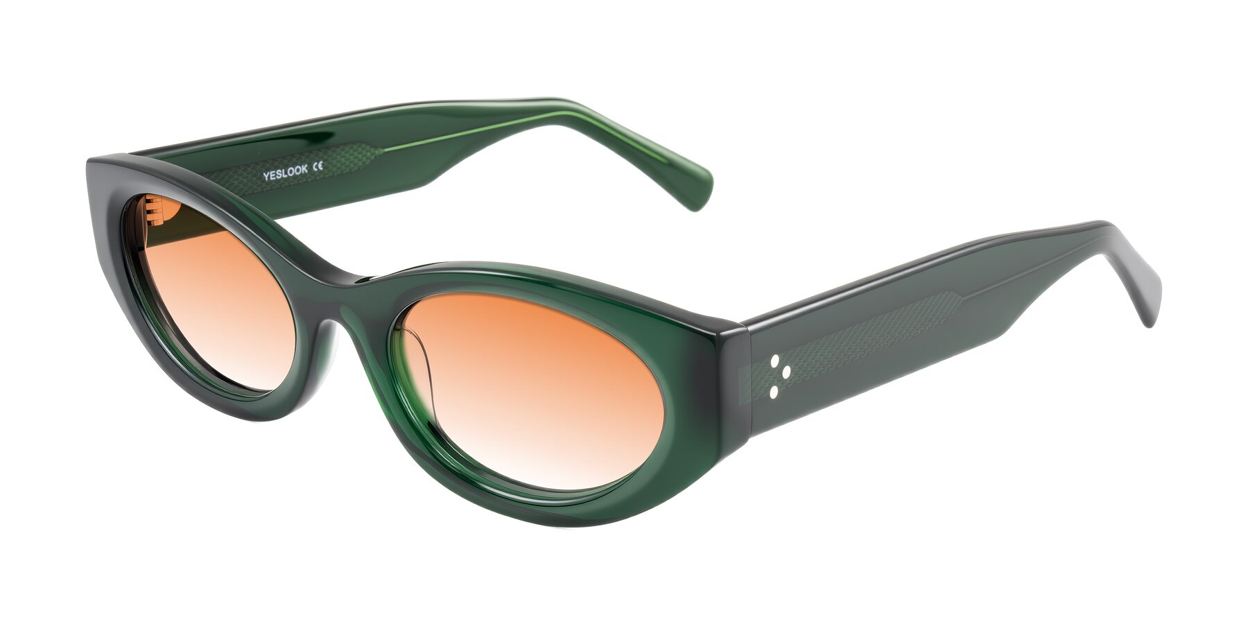 Angle of Begonia in Deep Crystal Green with Orange Gradient Lenses