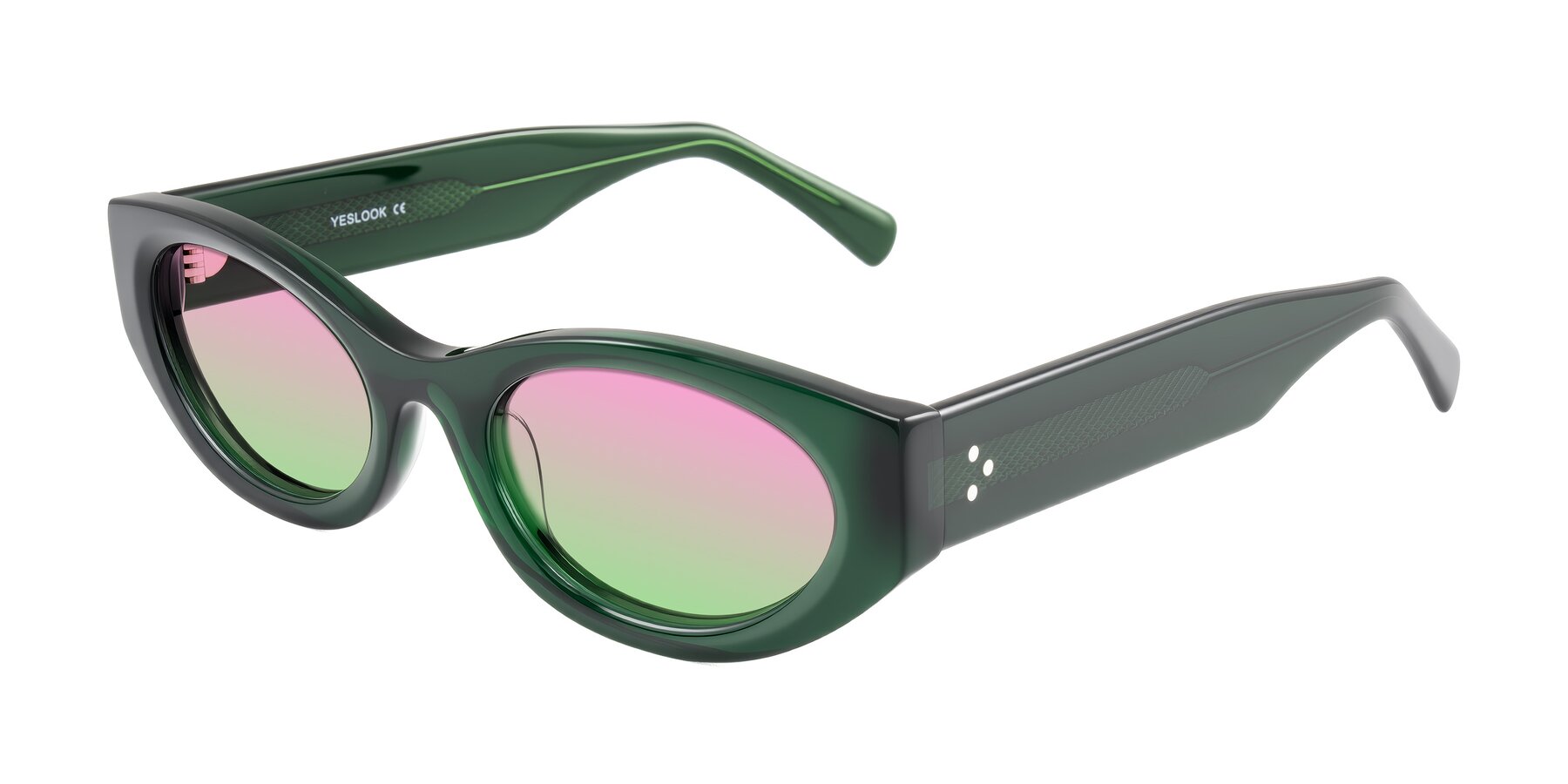 Angle of Begonia in Deep Crystal Green with Pink / Green Gradient Lenses