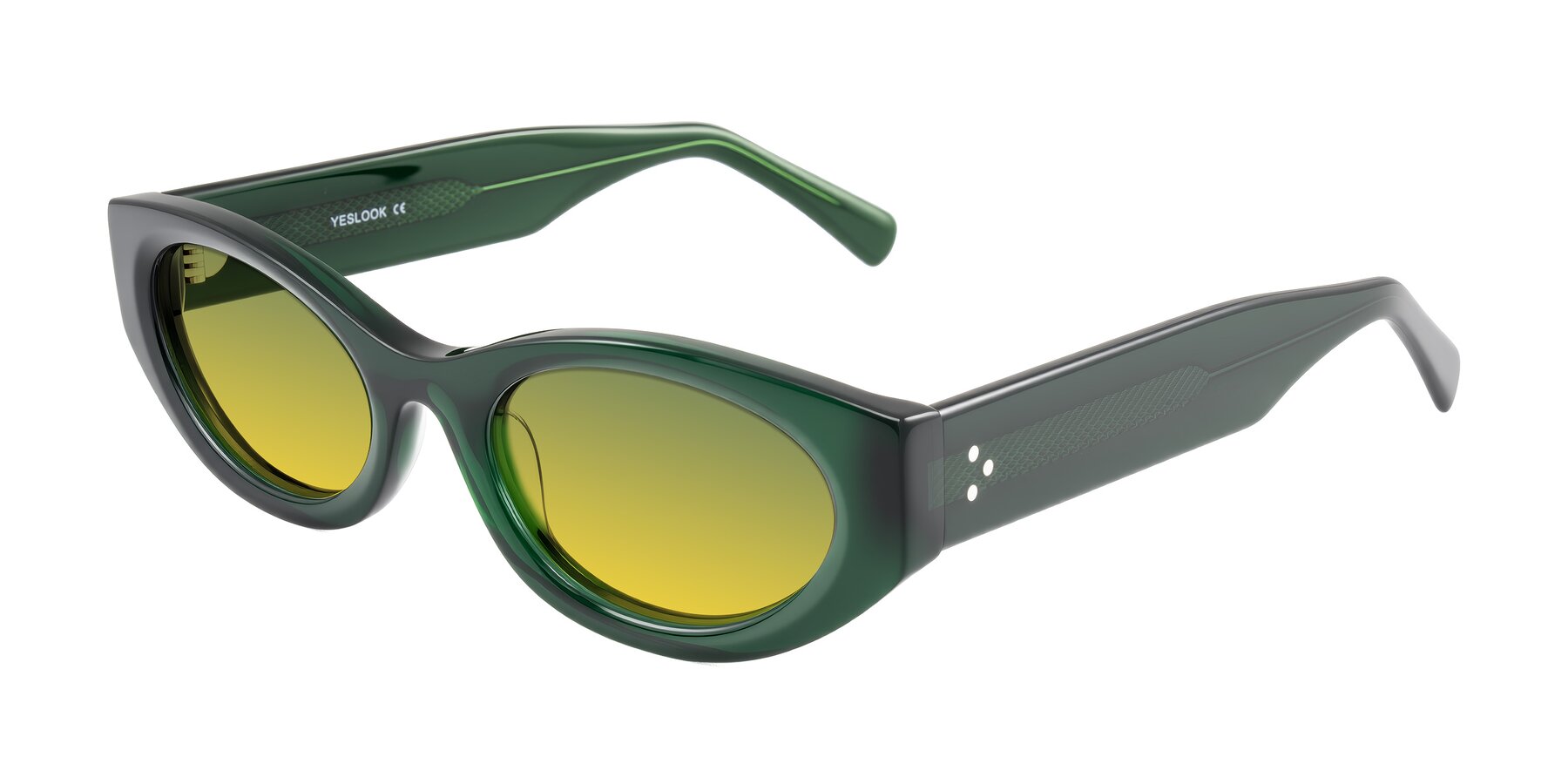 Angle of Begonia in Deep Crystal Green with Green / Yellow Gradient Lenses