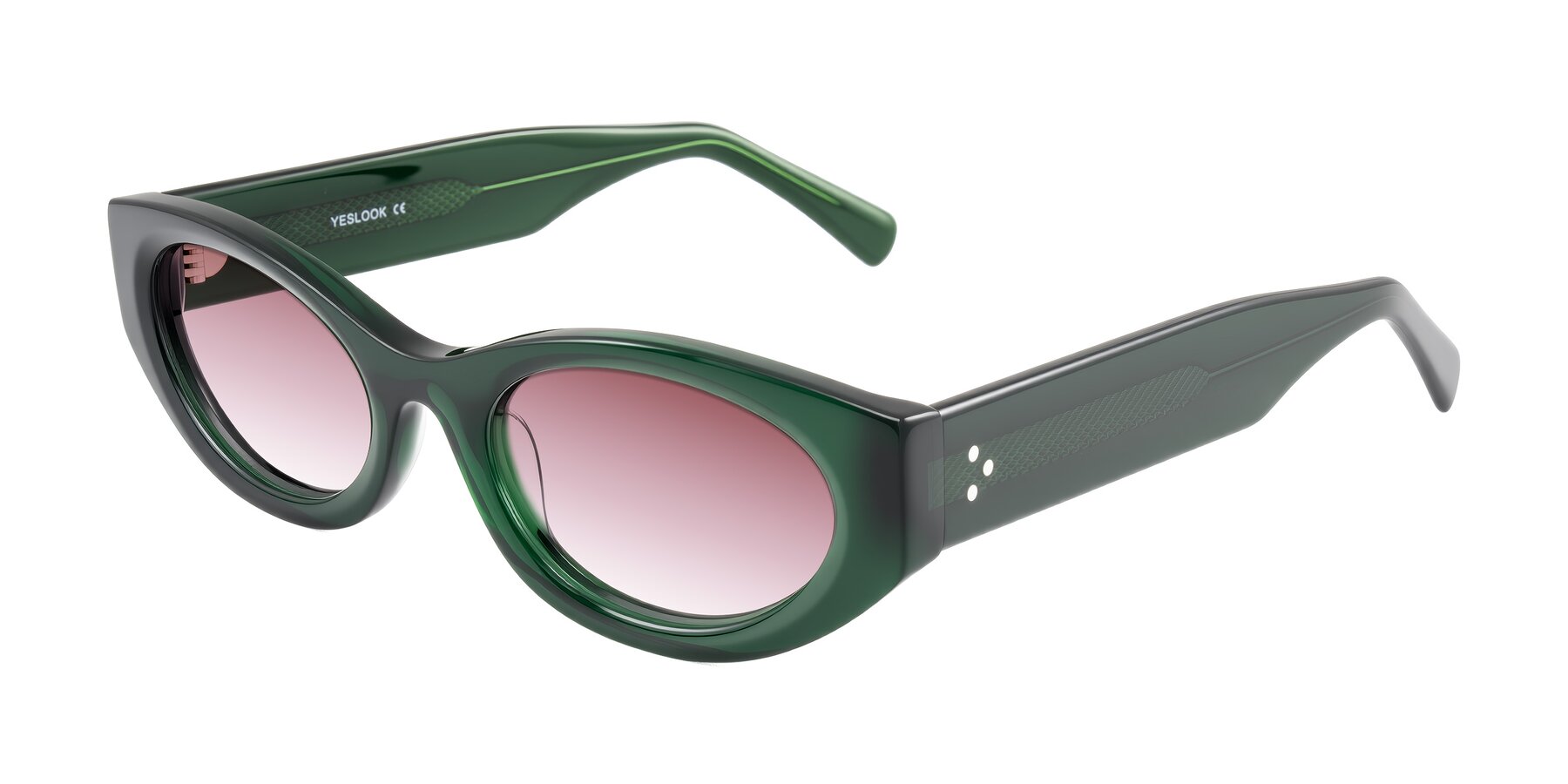 Angle of Begonia in Deep Crystal Green with Garnet Gradient Lenses