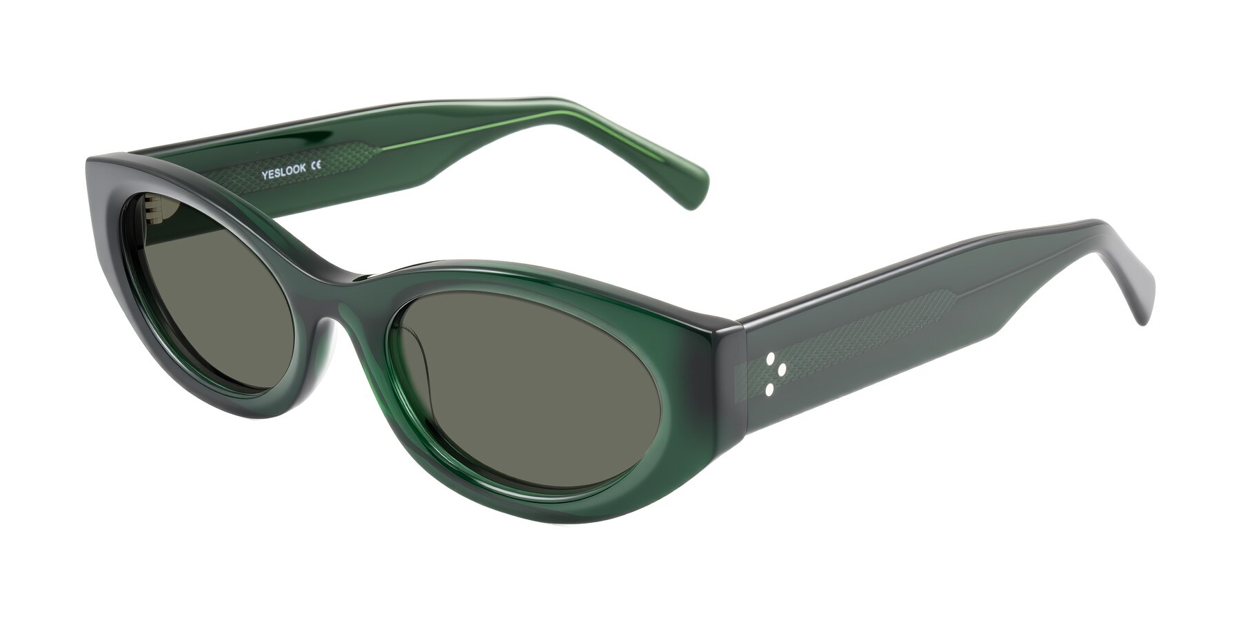 Angle of Begonia in Deep Crystal Green with Gray Polarized Lenses