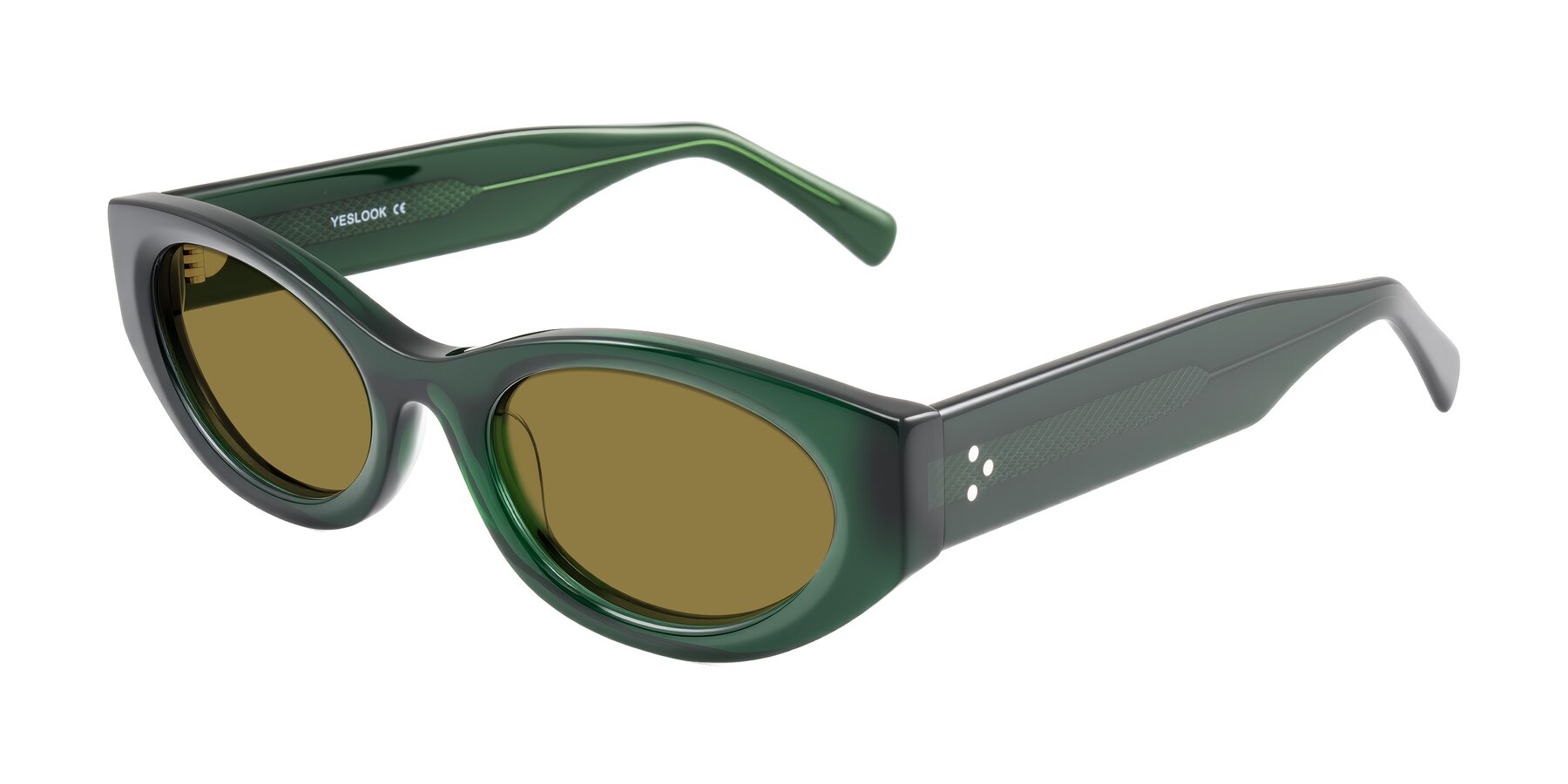 Angle of Begonia in Deep Crystal Green with Brown Polarized Lenses