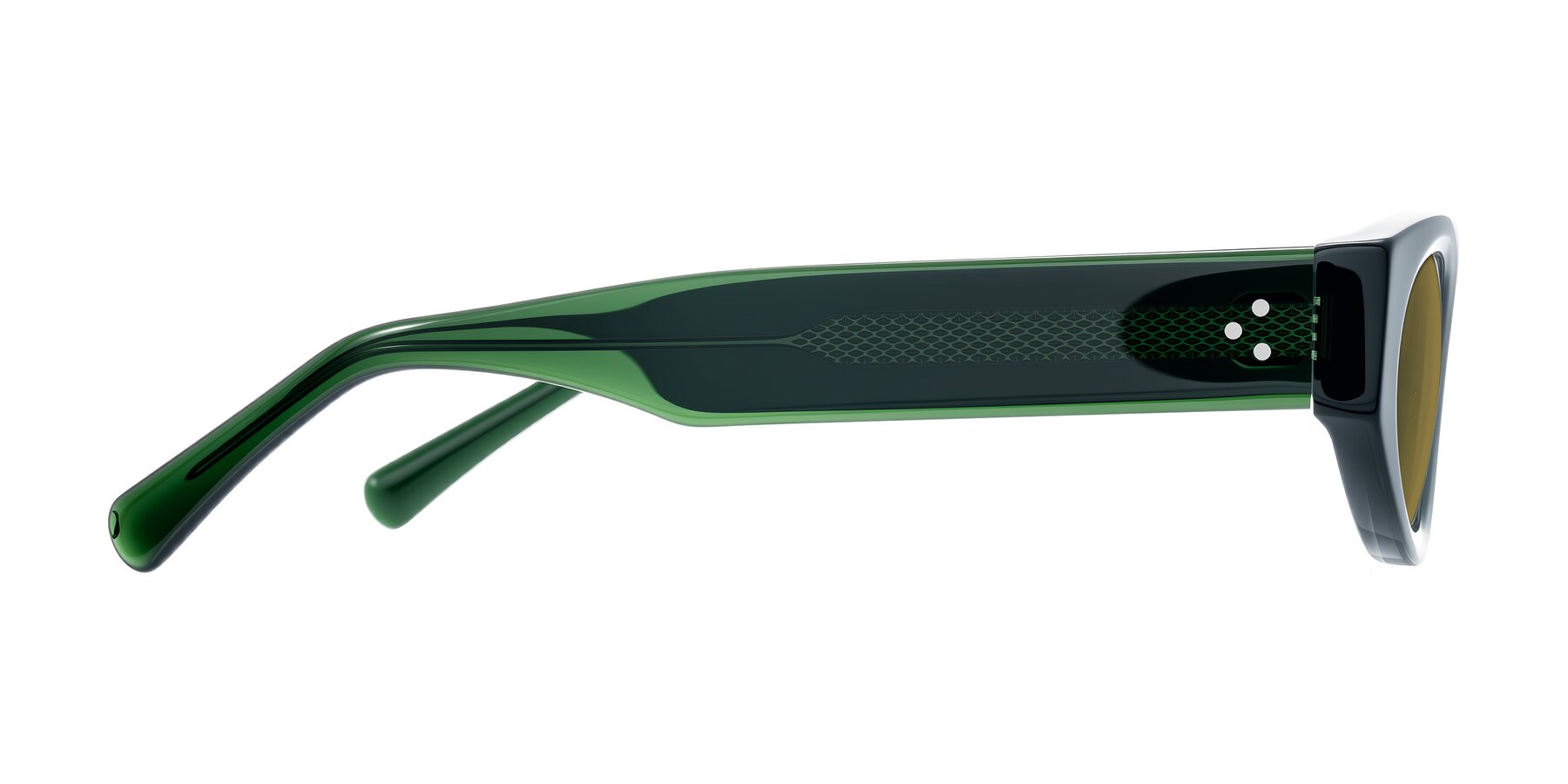 Side of Begonia in Deep Crystal Green with Brown Polarized Lenses